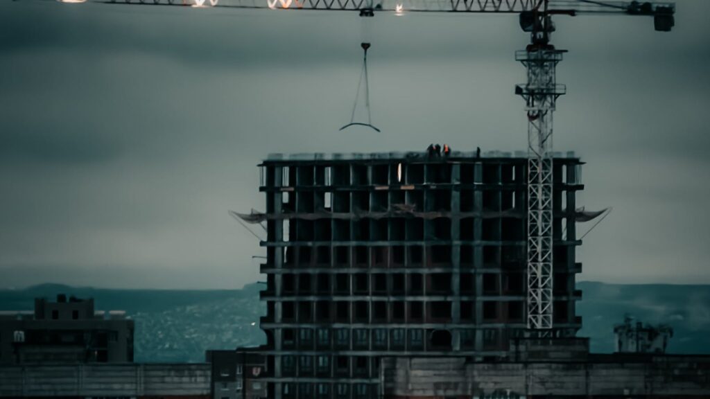 Central Asia: The Underserved Adjacent to the Gulf Market for BEOE Agencies Urban construction site at dusk — Central Asia as the underserved adjacent market to the Gulf for BEOE agencies
