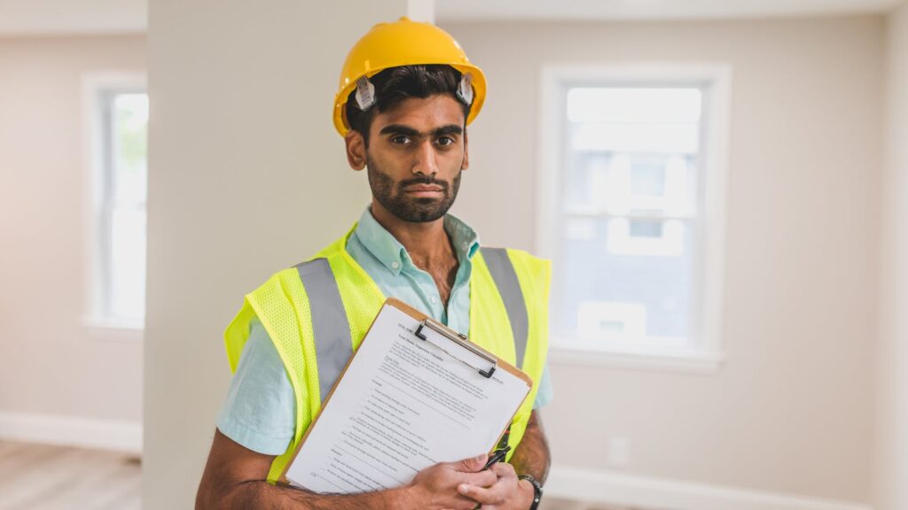 Your First 30 Days in Bishkek: A South Asian Worker's Onboarding Guide Worker in yellow hard hat holding clipboard — first 30 days in Bishkek onboarding guide for South Asian workers