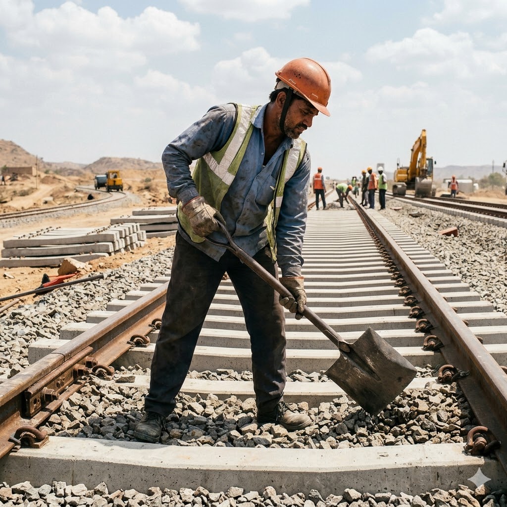 Railway construction workers